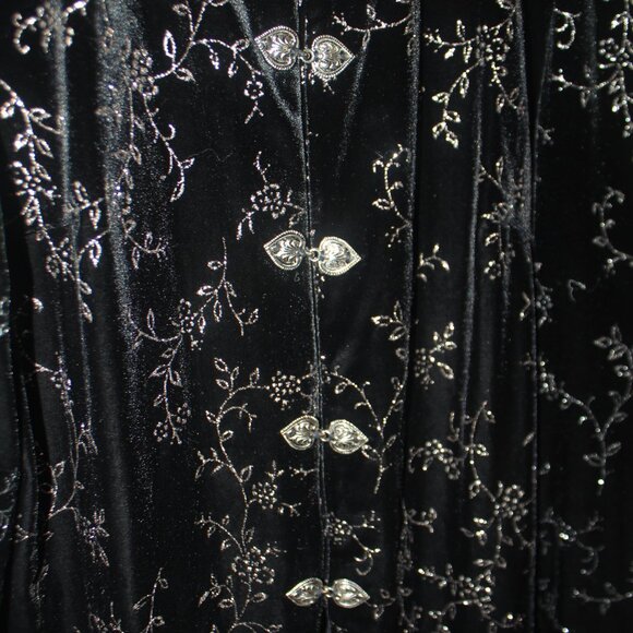 Vtg Black Velvet Velour R&M Richards + Karen Kwong Jacket Tunic Top Sz 10/12 Lg - Picture 2 of 7